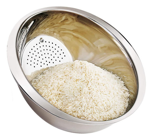 Escorredor Lavador De Arroz Massa Legumes Inox Alimentos