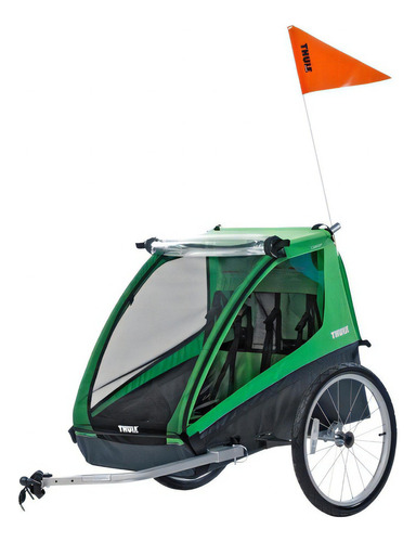 Remolque para bicicleta Thule Cadence para 2 niños, color verde
