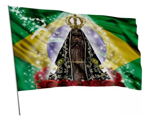 Bandeira Nossa Senhora Aparecida Com Brasil 100x145cm