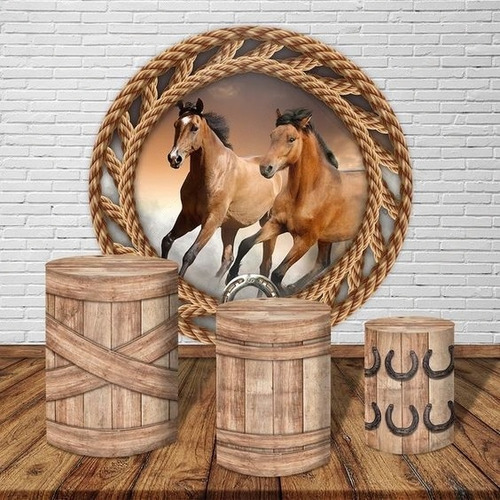 Fundas con paneles redondos para caballos y tres cilindros, tela campestre