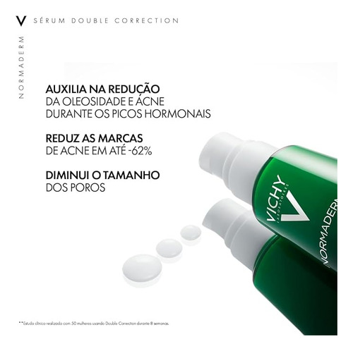 Sérum facial antiacné de doble corrección Normaderm, 50 g, Vichy, día y noche, piel grasa