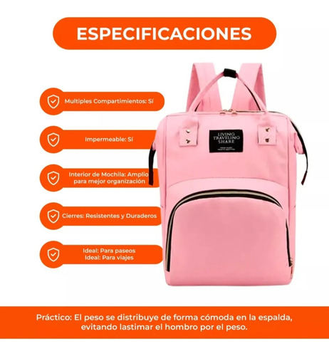 Mochila Maternal Urbana Mujer Rosa Claro