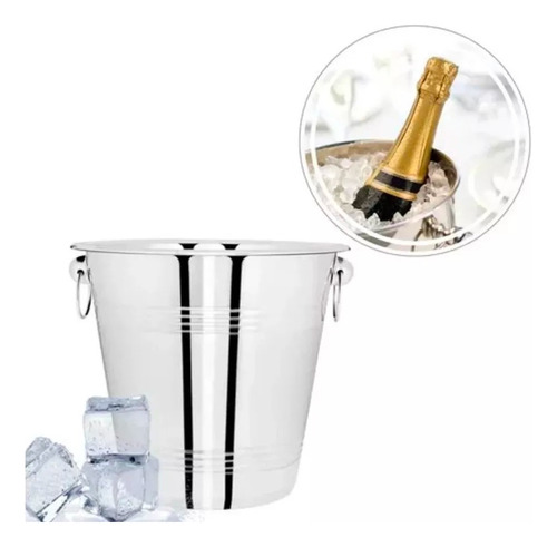 Cubitera De Acero Inoxidable Champan Bebidas 25cm 6.5 Litros Cubeta Hielera