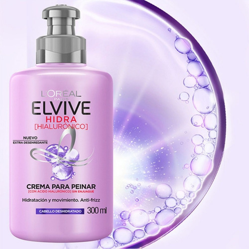 Crema Para Peinar Elvive Ácido Hialurónico 300 Ml