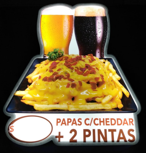 Cartel Corporeos Pinta Y Papas Polifan C/ Iluminación Led