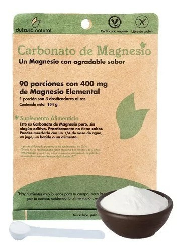 Carbonato De Magnesio Dulzura Natural 90 Porciones De 400mg