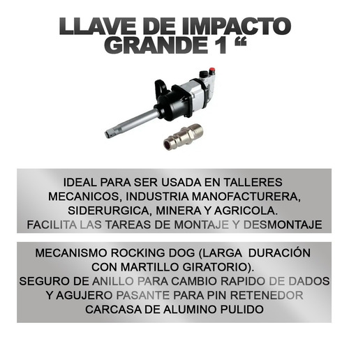 Imagen 2 de 6 de Llave De Impacto Neumatica Grande 1 Pulgada Pro Aksi 198001