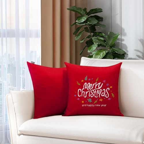 Paquete 2 Fundas Almohada Cuadradas Decorativas Navidad Subl