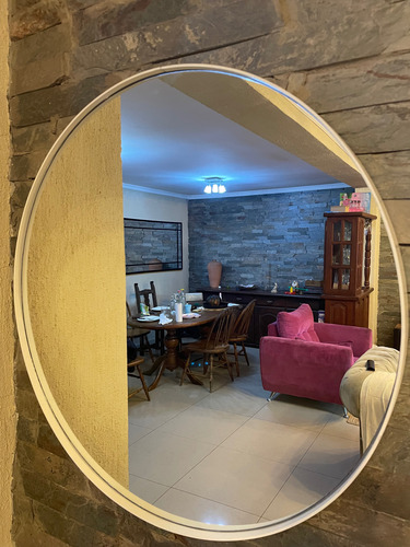 Espejo Circular Redondo Hierro Blanco 70 Cm F007 Envio Blanco