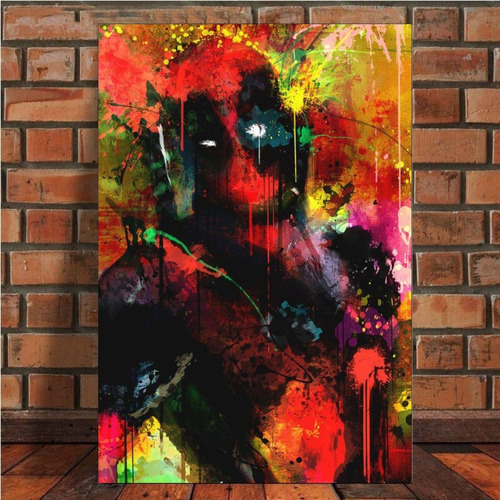 Cuadro Decorativo Deadpool Efecto Acuarela Artistico 35x55cm