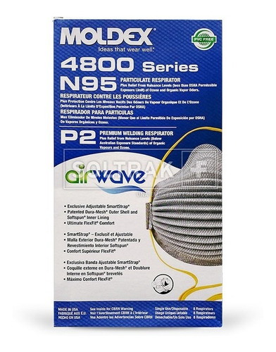 Imagen 2 de 7 de Respirador Sin Válvula Y Carbón Activado N95 Moldex (08 Und)