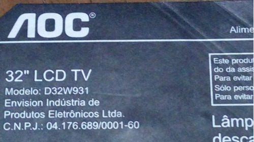 Conector Lampadas Tv Aoc D32w931