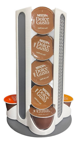 Porta Capsulas Giratorio Rotativo Apto Dolce Gusto X20 Deco Blanco Y Gris