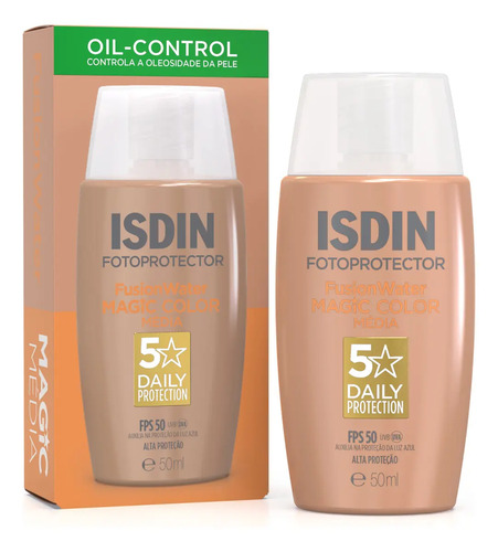 ISDIN Protetor Solar Facial Fusion Water Magic Color FPS 50 - Cor Média - 50ml