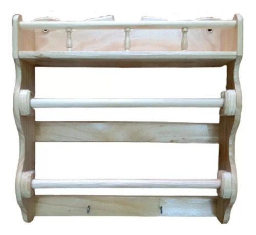 Especiero Pared Organizador De Madera 2 Porta Rollos