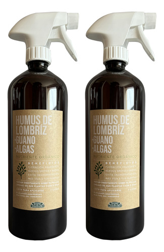2x Fertilizante Humus Lombriz 1 Litro Listo Para Aplicar