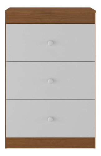 Cômoda Infantil com 3 Gavetas Doce de Leite Multimóveis MP2676 Madeirado/Branco