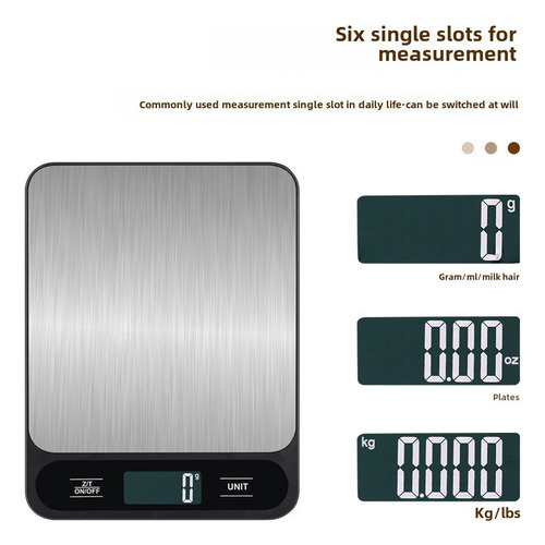 Báscula Digital De Cocina De 5 Kg, 10 Kg, Color Negro (bater