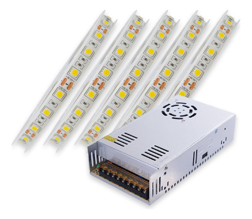 Tira Luces Led Cálida/fría 5050 Exterior X 5 U + Fuente 30a