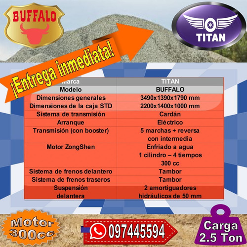 Triciclo Volcadora Granelera Titan Buffalo 0 Km