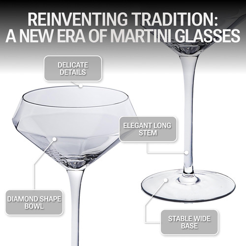 Lidy Juego De 2 Copas De Martini Con Forma De Diamante Para