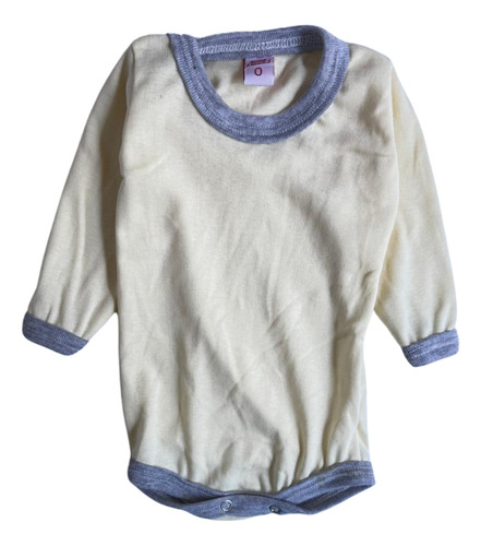 Body Manga Larga De Bebe Color Camel Y Gris Crema Talle 0 Recien Nacido