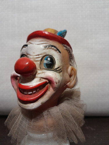 Cabeza Payaso Títere Antiguo En Botella Vidrio Opalina (Usado)