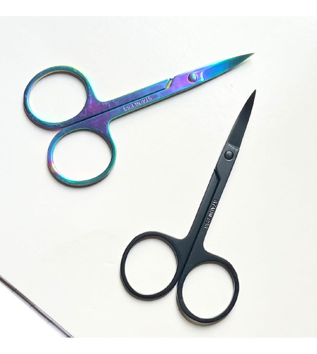 Set Of Two Curved Embroidery Sewing Scissors Snips Oil Slick