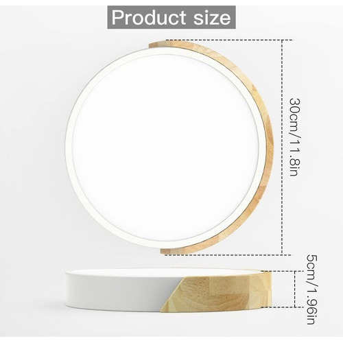 Luminaria Plafón Led 30cm Metal Madera C Color Luz Variable Blanco - 30cm