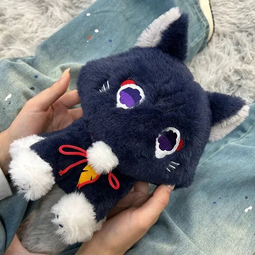 Gato Negro Scaramouche De Peluche Genshin Anime Kawaii 22 Cm