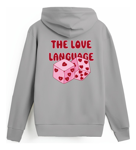 Buzo Hoodie Canguro Love Dice Frizado Estampado Clotex