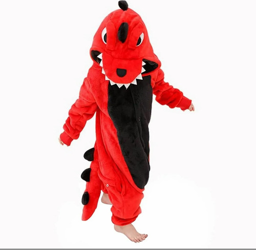 Pijama De Dinosaurio Rojo Para Niña Y Niño
