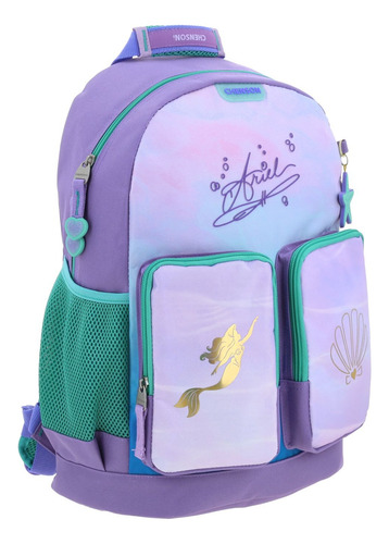 Kits De Mochila Chenson Sirenita Ariel Lila Liso