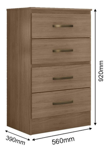 Cômoda 4 Gavetas Lite Carvalho/oak Bc