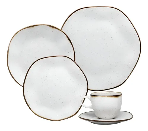 Jogo De Jantar 20 Peças Oxford Porcelana Ryo Maresia Cor Branco