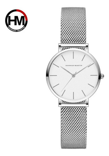 Reloj Simple De Acero Inoxidable Impermeable Hannah Martin Color Del Fondo Silver/white