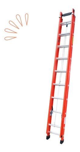 Escada Extensível Vazada 2,70x4,20 Metros 8/13 Degr. Efd099 Cor Laranja