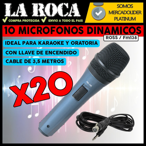 Imagen 3 de 10 de 20 Microfono Cantante Karaoke Ross Fm138 Cuotas