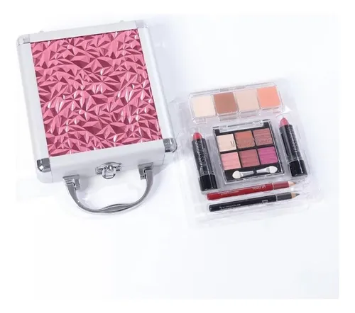 Maletín De Maquillaje Nhome Cosmeticos Incluidos Color Rosa