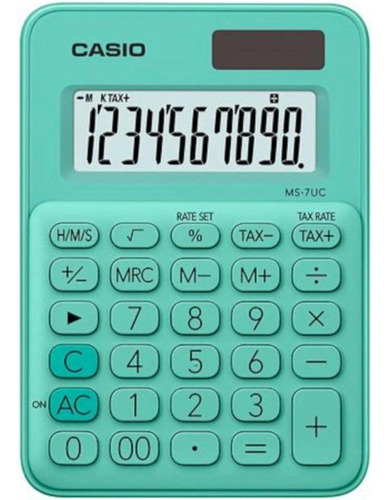 Calculadora De Mesa Casio Mini 10 Dígitos, Verde, Ms-7uc-gn