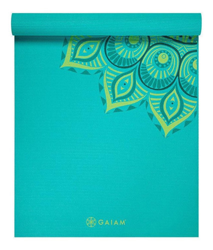 Tapete Yoga Gaiam Premium Mat Pvc Impreso 6mm Color Verde Celeste