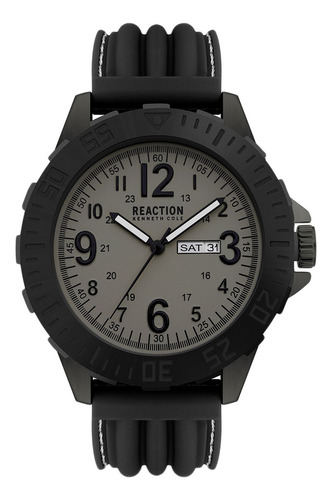 Reloj Hombre Kenneth Cole Krwgn2193401 Reaction Correa Negro Bisel Negro Fondo Gris