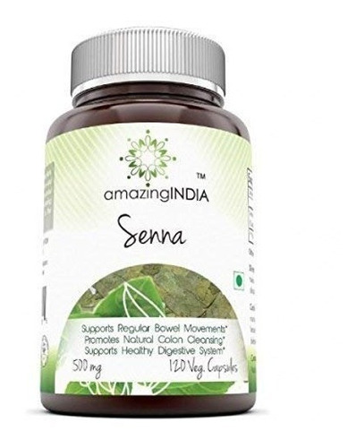 Amazing India Senna - 500 Mg 120 Cápsulas Veggie - Raw, Basa