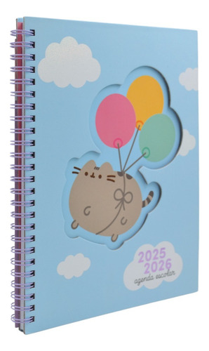 Agenda Pusheen Escolar Danpex Con Stickers 2025-2026 Azul Claro Globos 2025