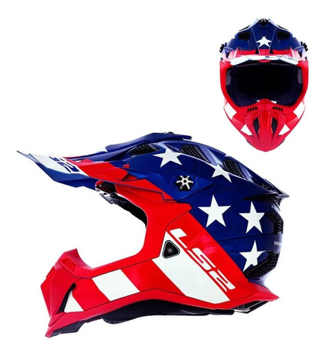 Capacete Motocross Ls2 Mx700 Subverter Evo Krome Glory Azul