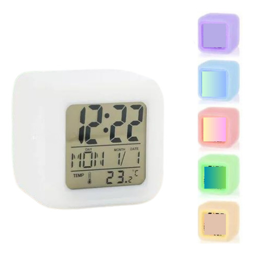 Relógio Digital Despertador Alarme 7 Leds Coloridos Mesa