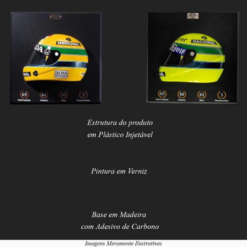 2 Quadros 3d Decorativo Helmet F1 Sn 1988 E 1985 Amarelo