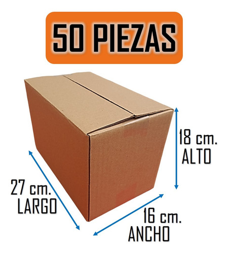 Caja De Cartón Chica Para Envíos - 27x16x18cm. - 50 Piezas.