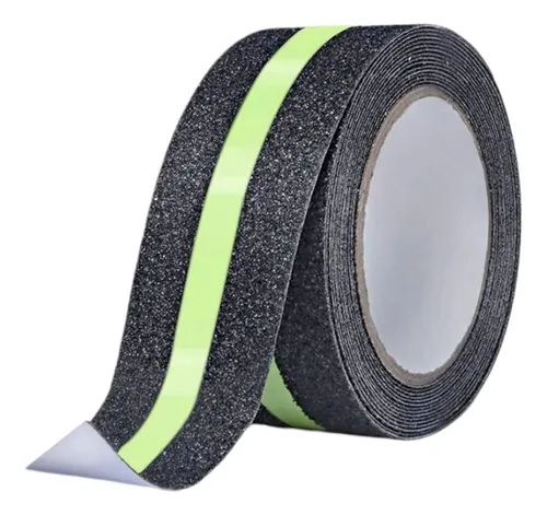 Cinta Antideslizante Negra Con Fluorescente - 50mm X 5mts.
