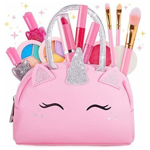 Set De Belleza Para Niñas Bolsa Unicornio Con Maquillaje